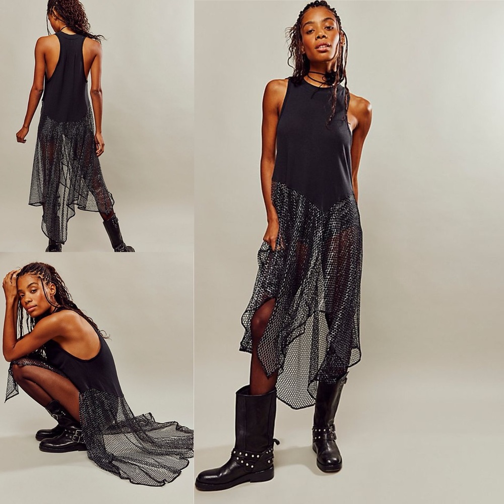 Free People Black Asymmetrical High-Low Dress